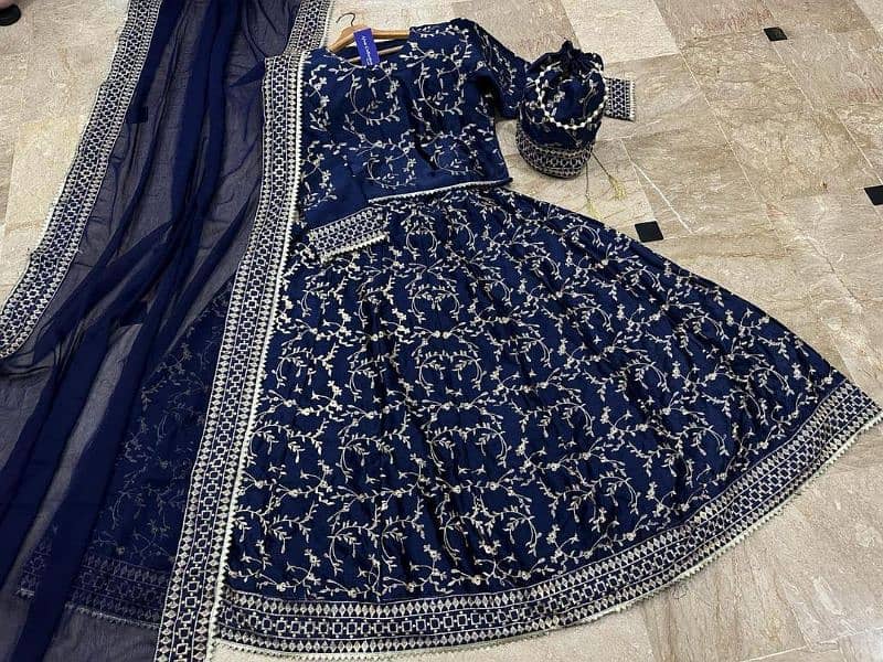 4pc  stitched silk embroidery lehnga 1