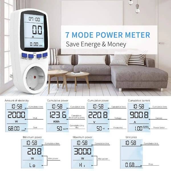 Digital Ampere switch Meter for home AC / DC Inverter - Power Mete 3