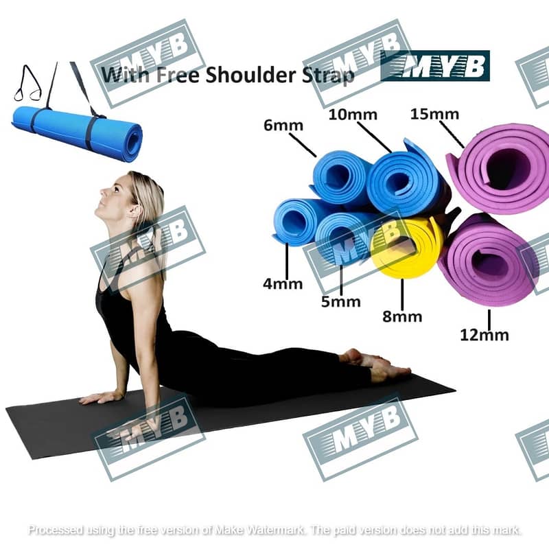 12 mmYoga Mats With Shoulder  Carrying Strap Free 0