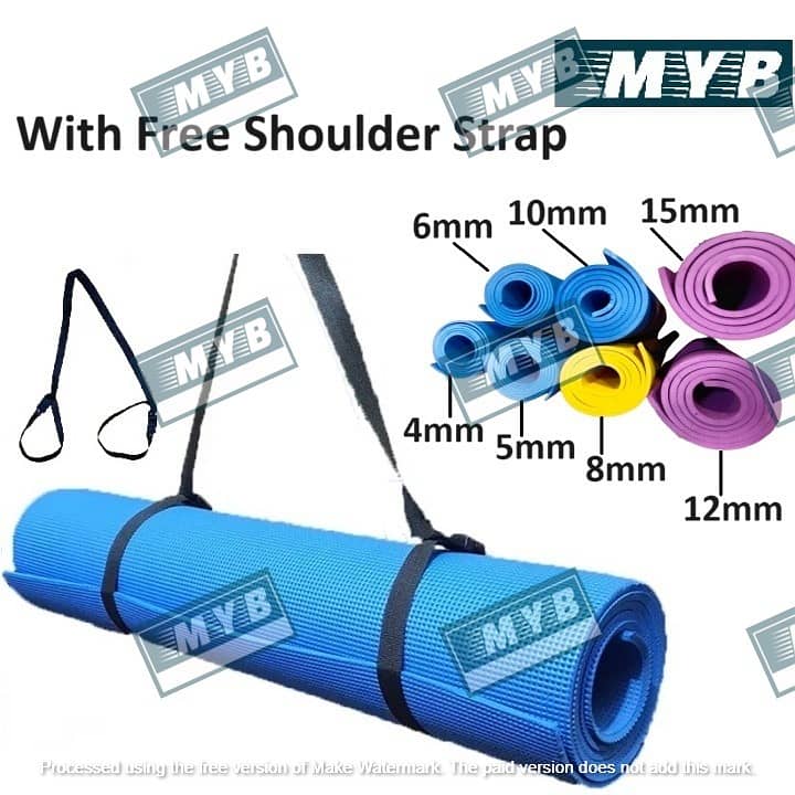 12 mmYoga Mats With Shoulder  Carrying Strap Free 12