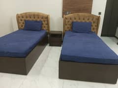 akhrot wood 2 bed with back cushion