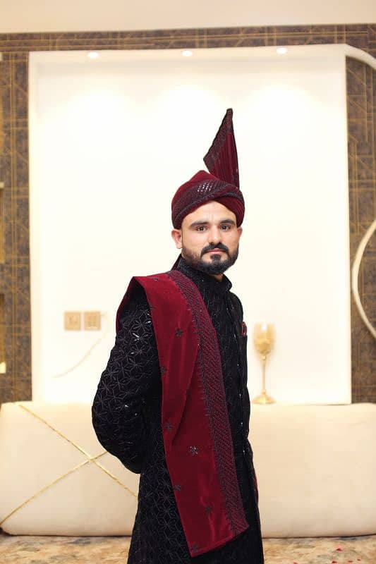 Black Sherwani with All Accessories 0