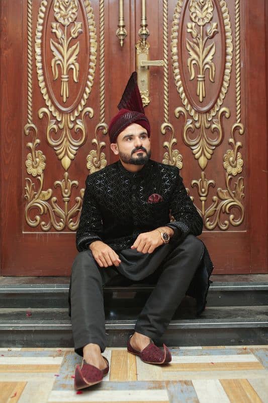 Black Sherwani with All Accessories 1