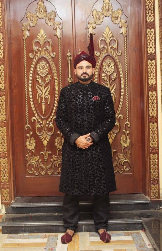 Black Sherwani with All Accessories 2