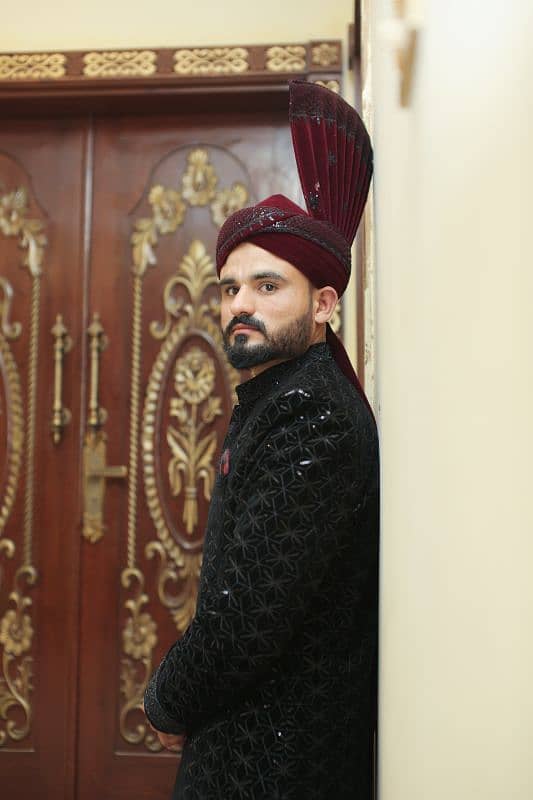 Black Sherwani with All Accessories 3