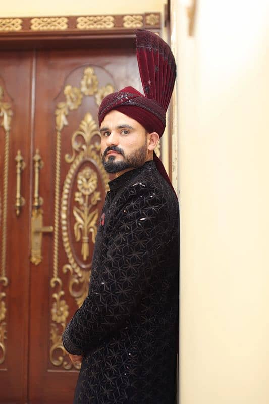 Black Sherwani with All Accessories 5