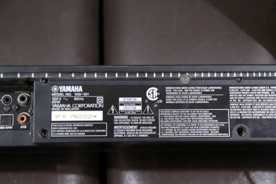 Yamaha YAS-101 5.1 Soundbar with built in subwoofer 7