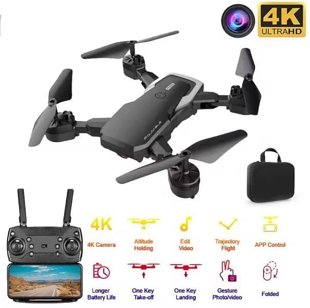 4k f85 foldable drone with bag and 3 batteries 0