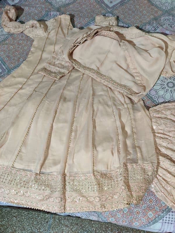 Brand New 3 Pc. Peach Colour Pure Chiffon 1