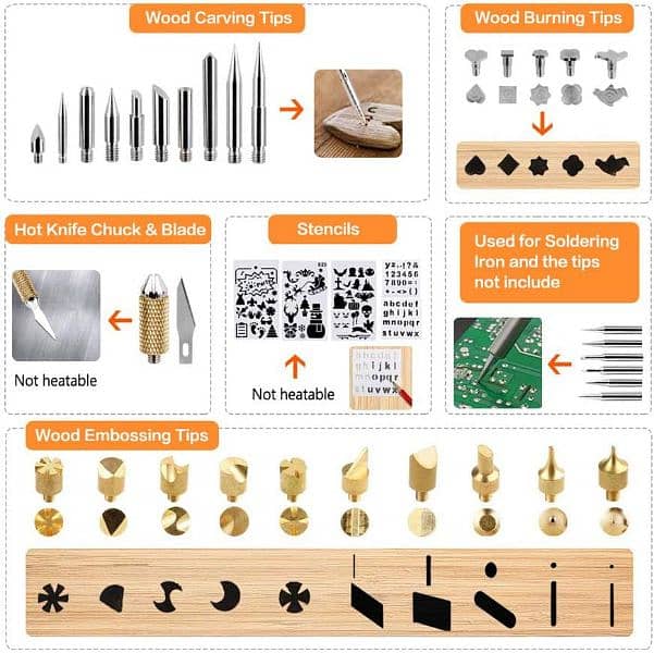 wood burning soldering iron kit 72 pieces 6