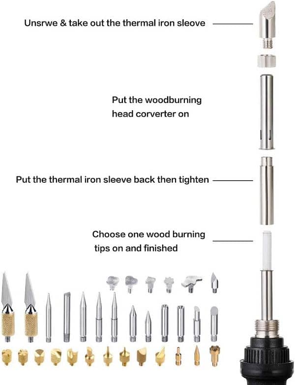 wood burning soldering iron kit 72 pieces 9