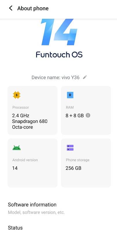 Vivo Y36.8+8.256gb 2