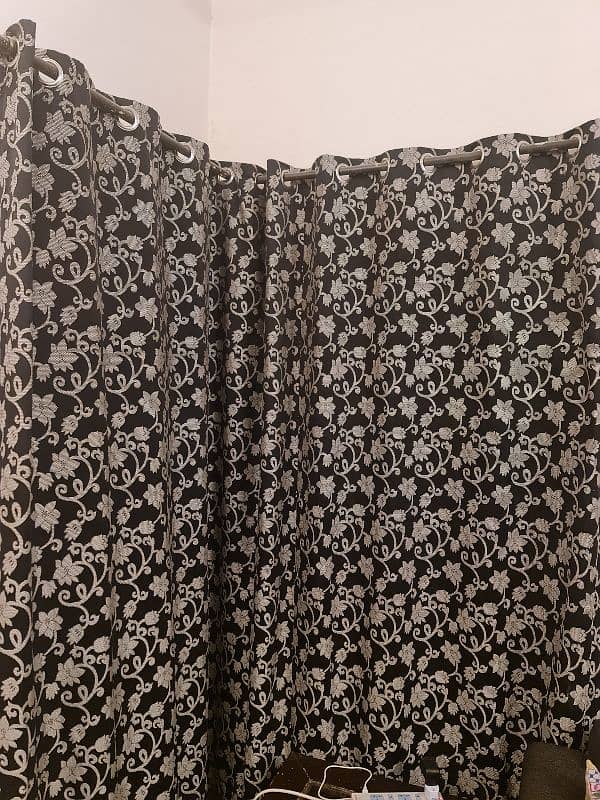 Black n grey printed heavy fabric curtains 0