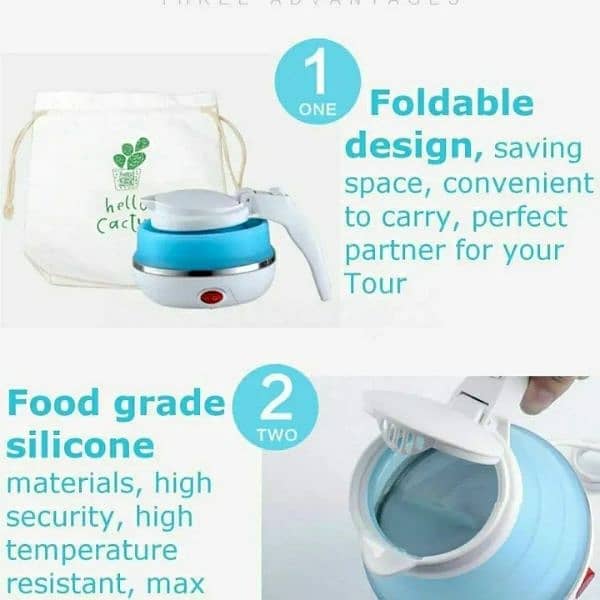 Fast Water Boiling 600 ml Portable Kettle Travel Collapsible Foldable 2