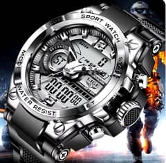 LIGE Digital Men Military Watch 50m Waterproof Wristwatch LED Quartz