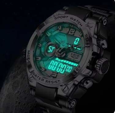 LIGE Digital Men Military Watch 50m Waterproof Wristwatch LED Quartz 3