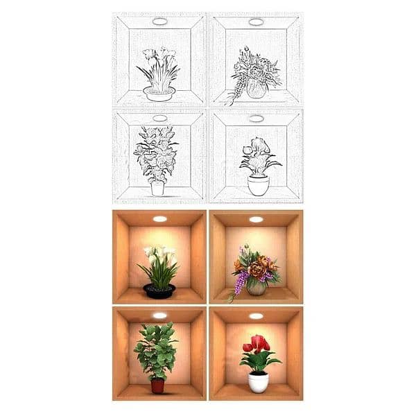 4 PCs Wall Decor 3d Stickers Removeable 1