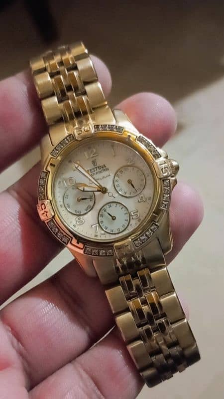 Festina Watch Gold Plated Multifunction Lush condition 1