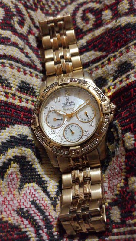 Festina Watch Gold Plated Multifunction Lush condition 3