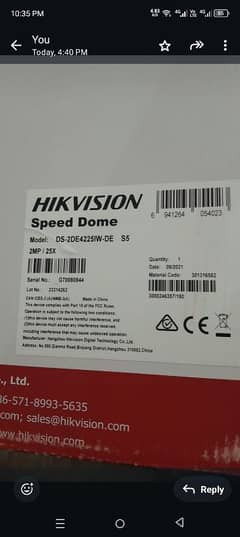 HIKVISION High Speed Dome Camera