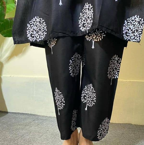 2 Pcs Women's Stitched Linen Printed Suit 2