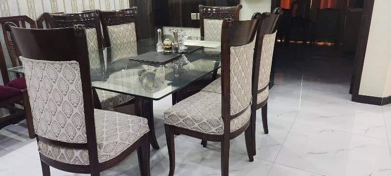 Dining Table with chairs / 6 Seater Dining table / Shesham wood dining 1