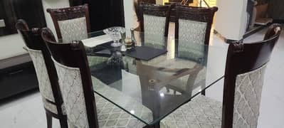 Dining Table with chairs / 6 Seater Dining table / Shesham wood dining