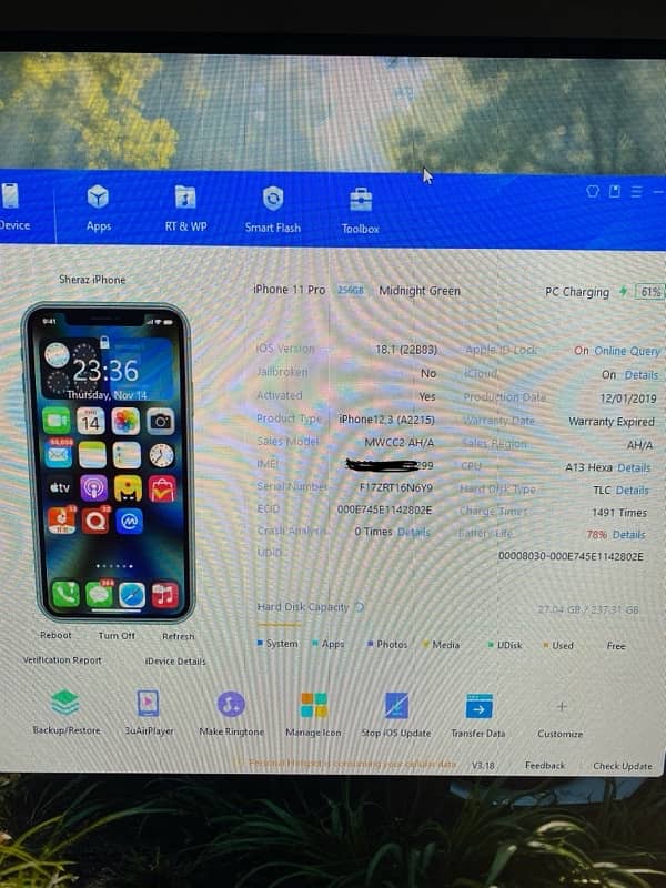 iphone 11 pro 256gb green Dual sim Pta approved 10