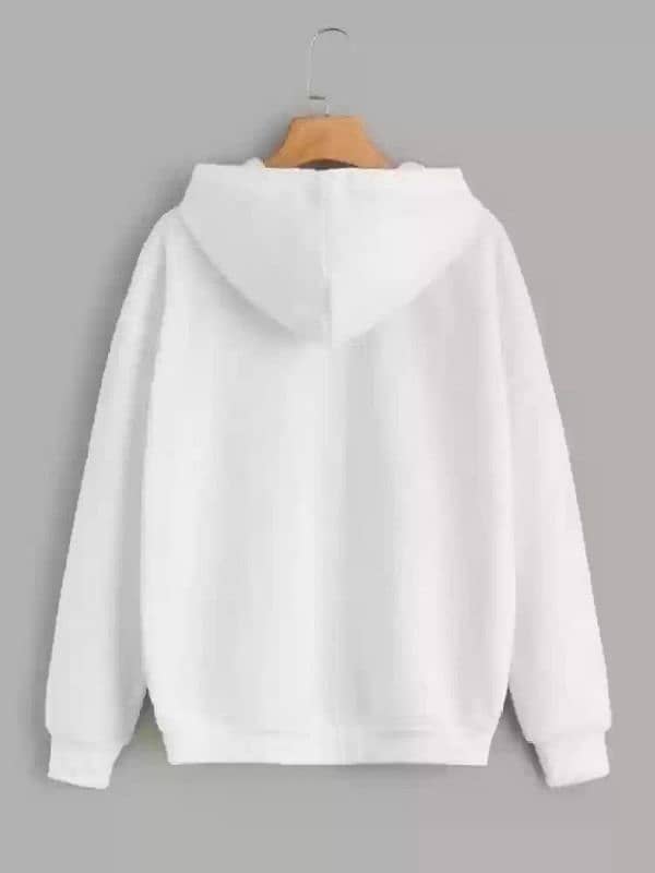 stylish white plain fleece zip up hoodie for women 1