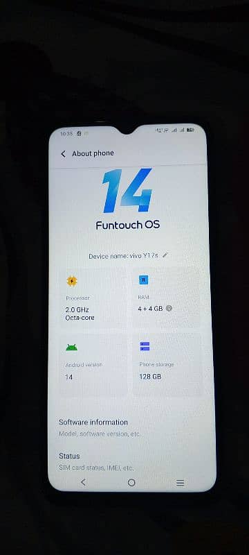 vivo y17s 4+4 Ram 128 Gb Room 0