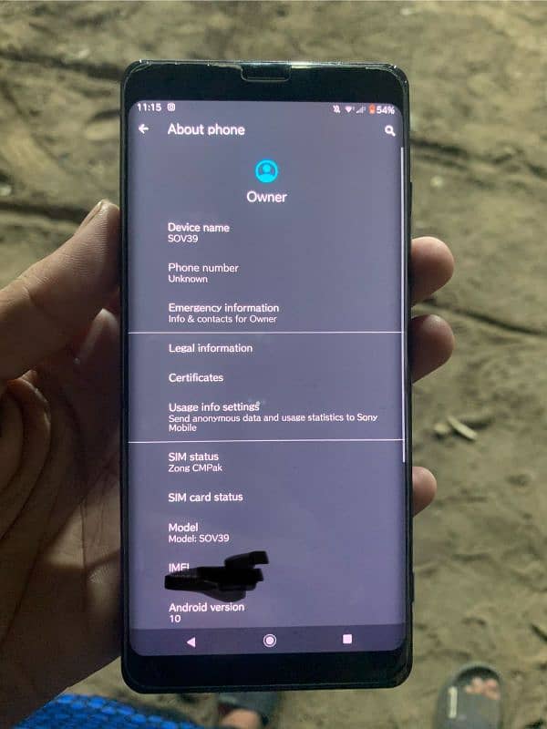 Sony Xperia XZ3.  Edge screen 6