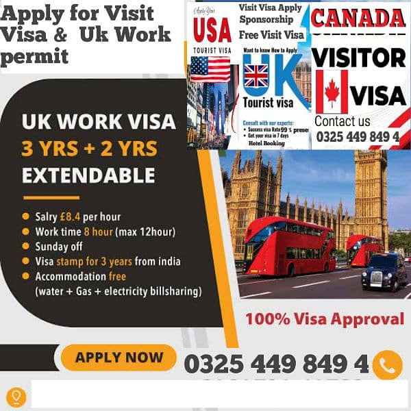 Uk work visa / Uk / Canada/ USA Visit visa 0