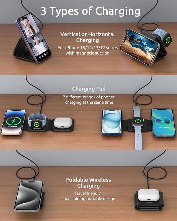 3 In 1 Foldable Wireless Charger Fast Magnetic Travel Wireless Chargin 7