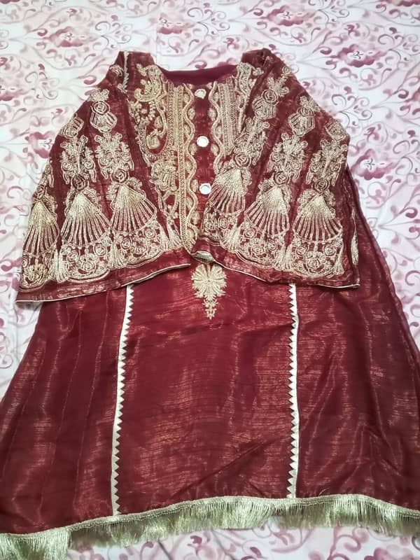 Maroon majestic 3 piece organza suit with dupatta and shalwar elegance 0