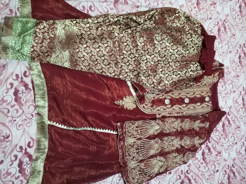 Maroon majestic 3 piece organza suit with dupatta and shalwar elegance 6