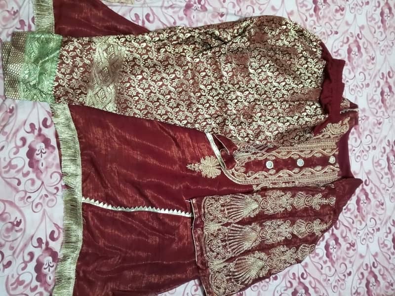 Maroon majestic 3 piece organza suit with dupatta and shalwar elegance 7