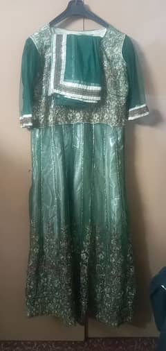 Green three piece long frock