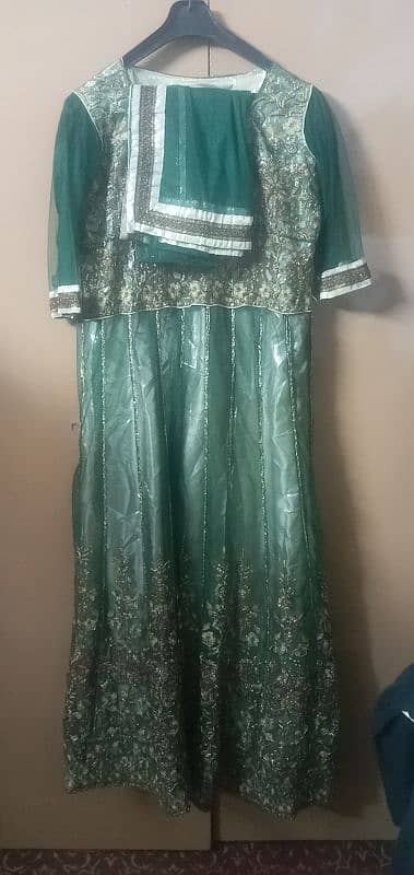 Green three piece long frock 0