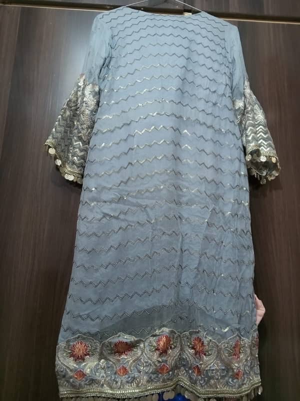 Elegance 3 piece suit chiffon with hand made karhai 3