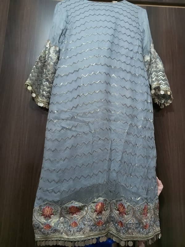 Elegance 3 piece suit chiffon with hand made karhai 7