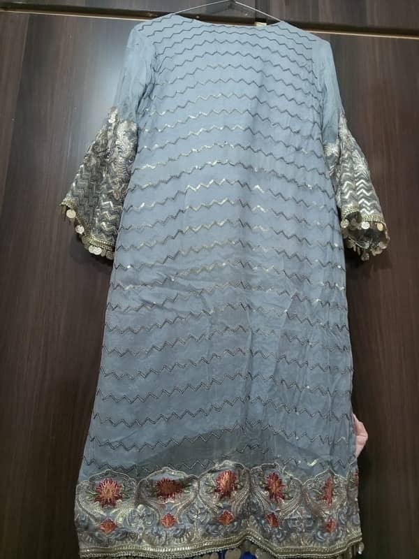 Elegance 3 piece suit chiffon with hand made karhai 8