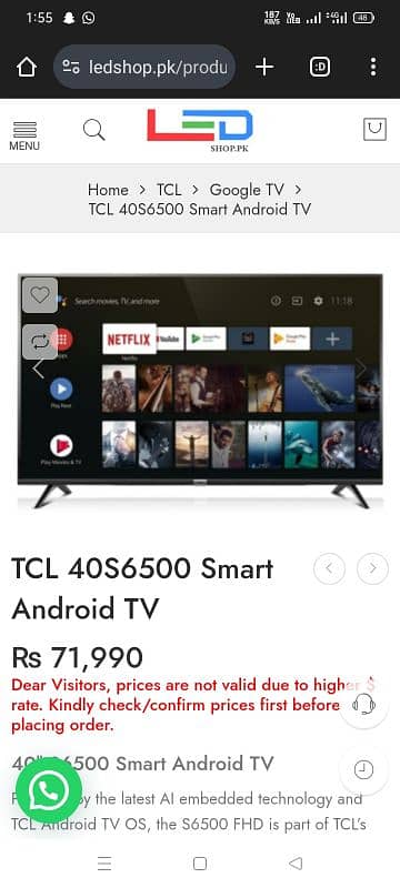 Tcl 40" inch 40s6500 0