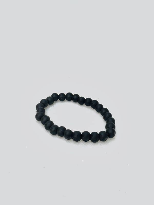 2 Adjustable Black Beads Stretch Bracelets for Men Boys, and Women 3