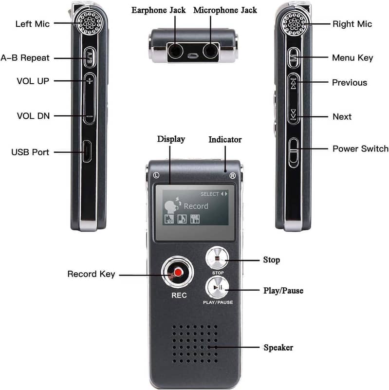 Dynamic noise cancellation microphone, Digital Voice Recorder 17