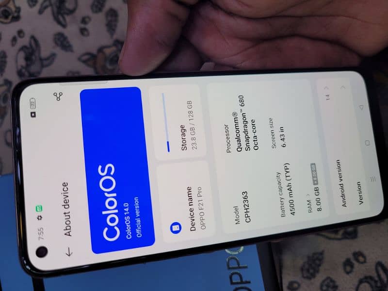 Oppo F21pro 8/128 complete saman 7