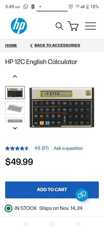 HP-12C English Financial Calculator Programmable 6