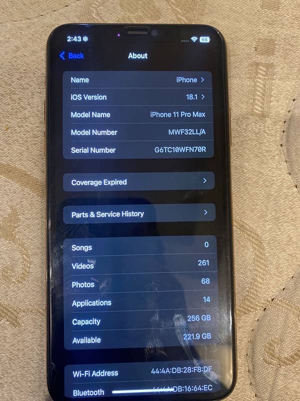 iphone 11pro max factory 256 gb with box 5