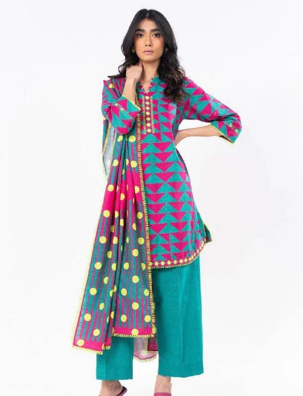 3 Pcs Women's unstitched printed suit 3