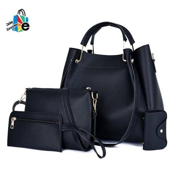 Set of 4 Brand New Premium Quality PU leather Ladies Plain Handbags 3