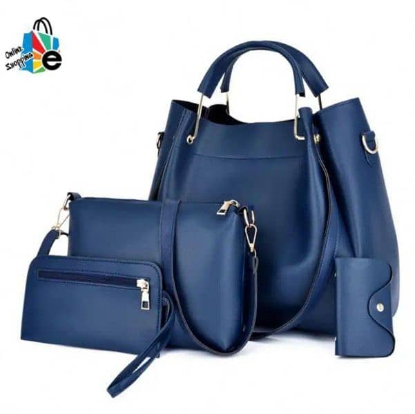 Set of 4 Brand New Premium Quality PU leather Ladies Plain Handbags 4